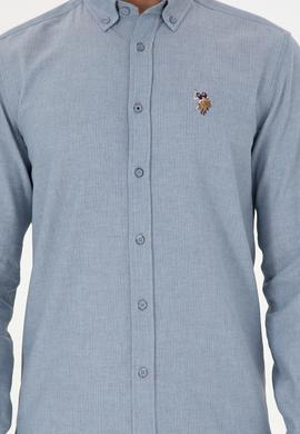 Erkek Saks Uzun Kollu Basic Gömlek - 50293980085