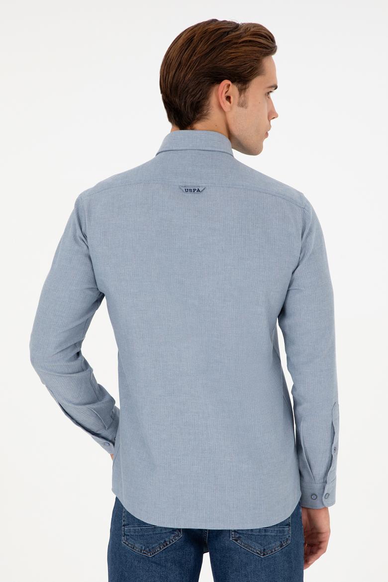 Erkek Saks Uzun Kollu Basic Gömlek - 50293980085