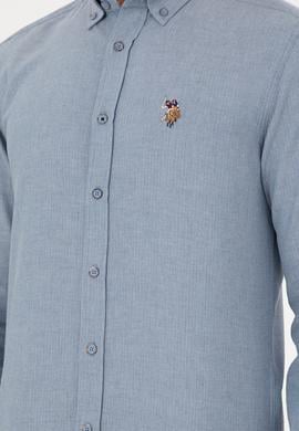 Erkek Saks Uzun Kollu Basic Gömlek - 50293980085