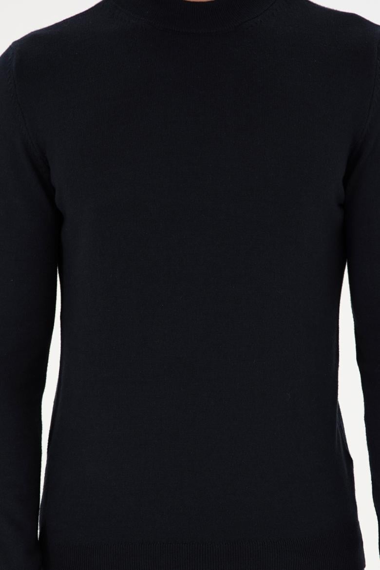 Erkek Slim Fit Çeyrek Balıkçı Yaka Lacivert Basic Triko Kazak - 50298201029