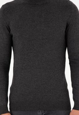 Erkek Slim Fit Çeyrek Balıkçı Yaka Antrasit Melanj Basic Triko Kazak - 50298201047