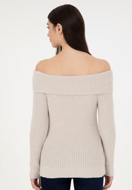 Kadın Taş Kayık Yaka Kazak - 50293116024