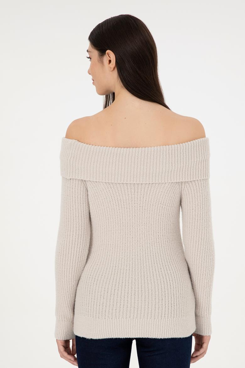 Kadın Taş Kayık Yaka Kazak - 50293116024