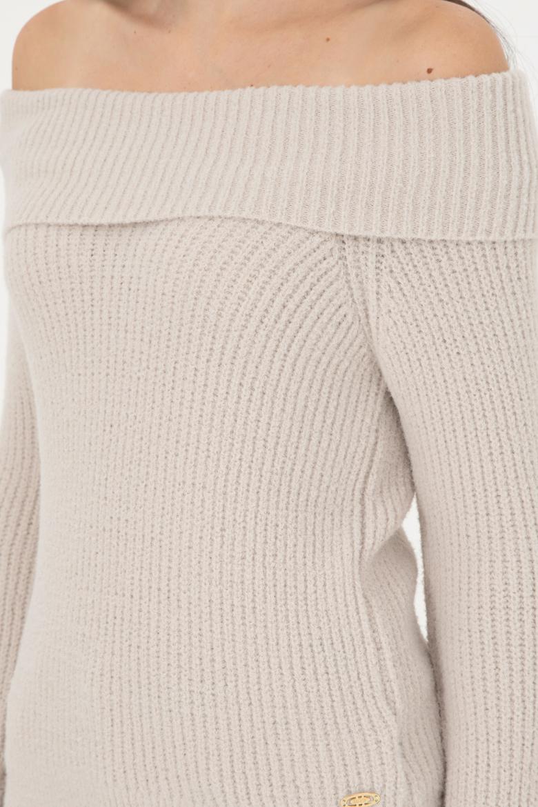 Kadın Taş Kayık Yaka Kazak - 50293116024