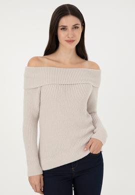 Kadın Taş Kayık Yaka Kazak - 50293116024