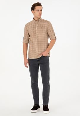 Erkek Kum Uzun Kollu Gömlek - 50296615007