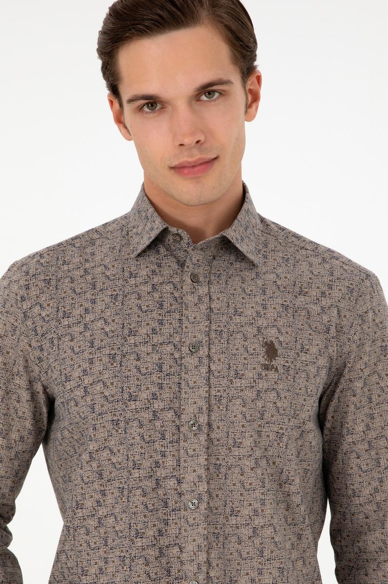 Erkek Kum Uzun Kollu Gömlek