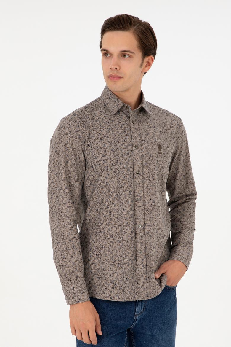 Erkek Kum Uzun Kollu Gömlek