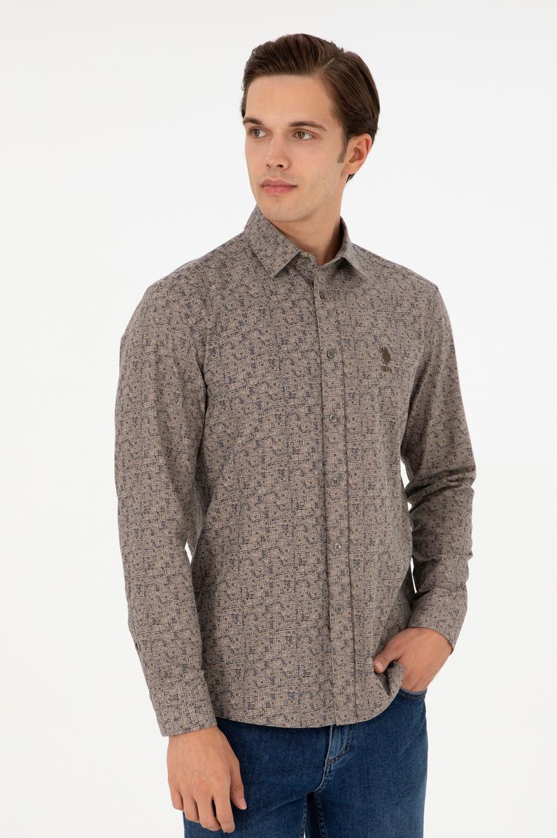 Erkek Kum Uzun Kollu Gömlek