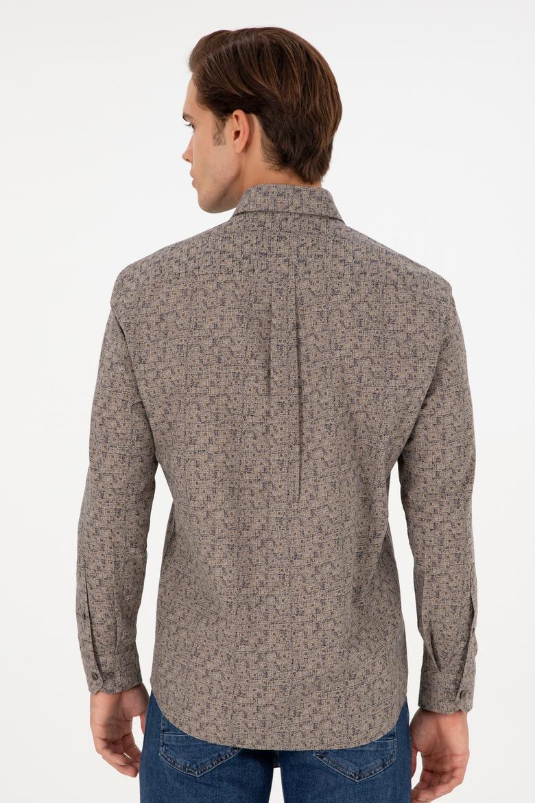 Erkek Kum Uzun Kollu Gömlek - 50296608034