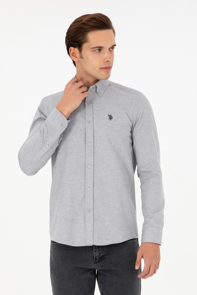 Erkek Gri Uzun Kollu Gömlek