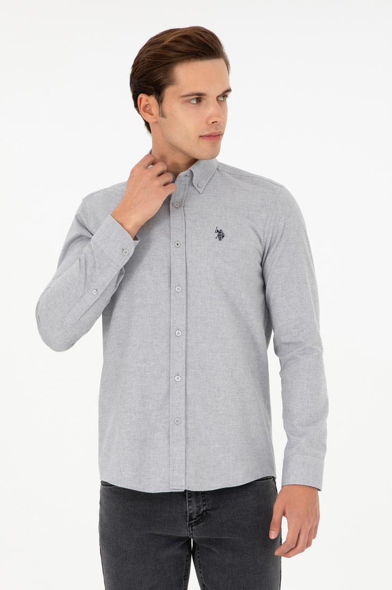 Erkek Gri Uzun Kollu Gömlek