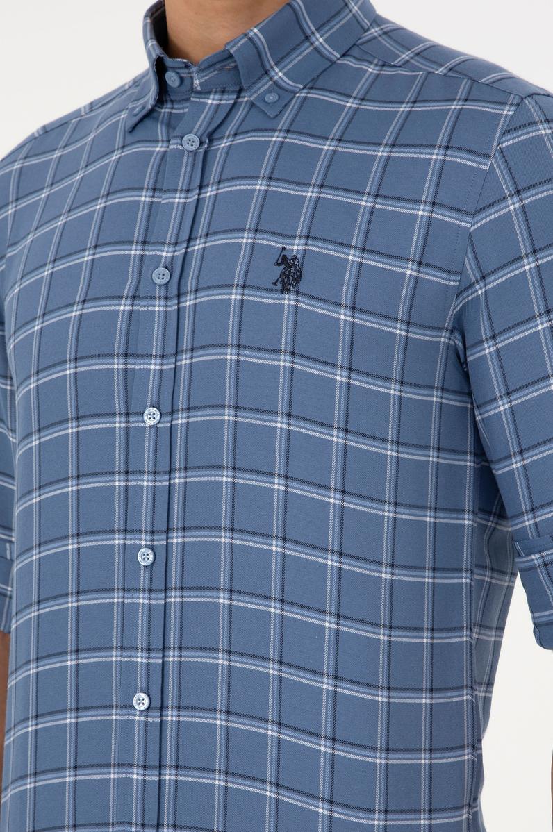 Erkek Saks Uzun Kollu Gömlek