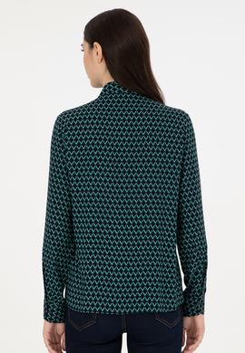 Kadın İndigo Uzun Kollu Gömlek - 50297114018