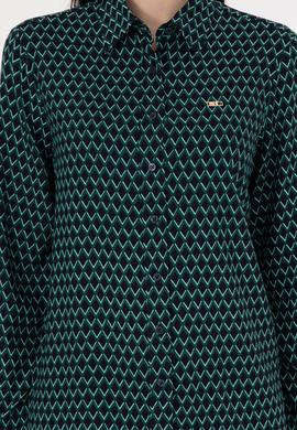 Kadın İndigo Uzun Kollu Gömlek - 50297114018