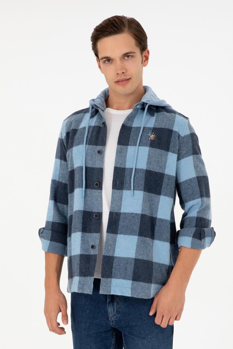 Erkek Saks Uzun Kollu Gömlek