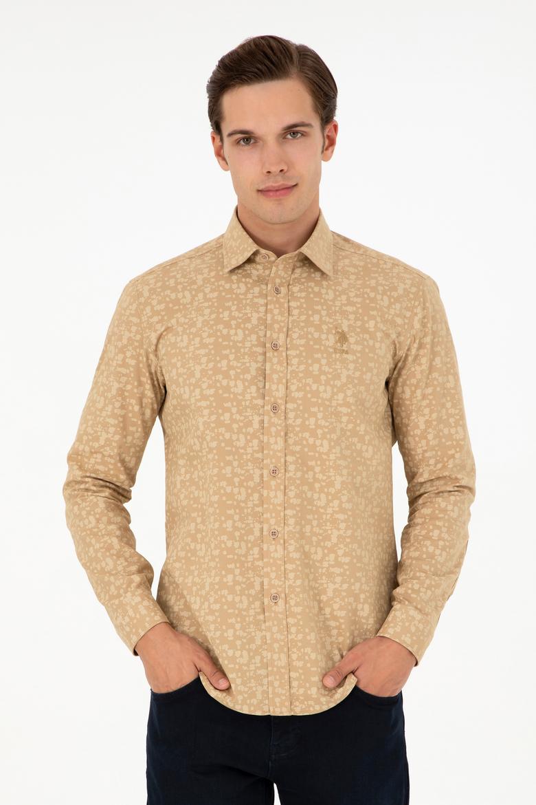 Erkek Kum Uzun Kollu Gömlek