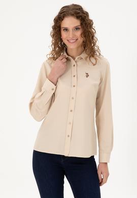 Kadın Kum Uzun Kollu Basic Gömlek - 50295704058