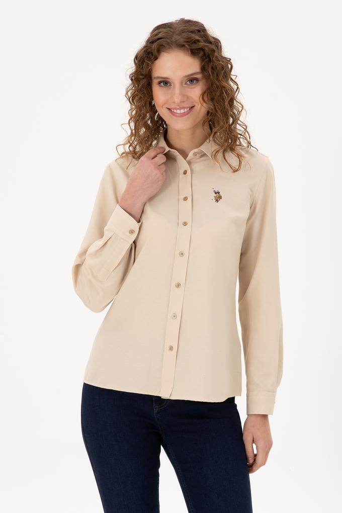 Kadın Kum Uzun Kollu Basic Gömlek