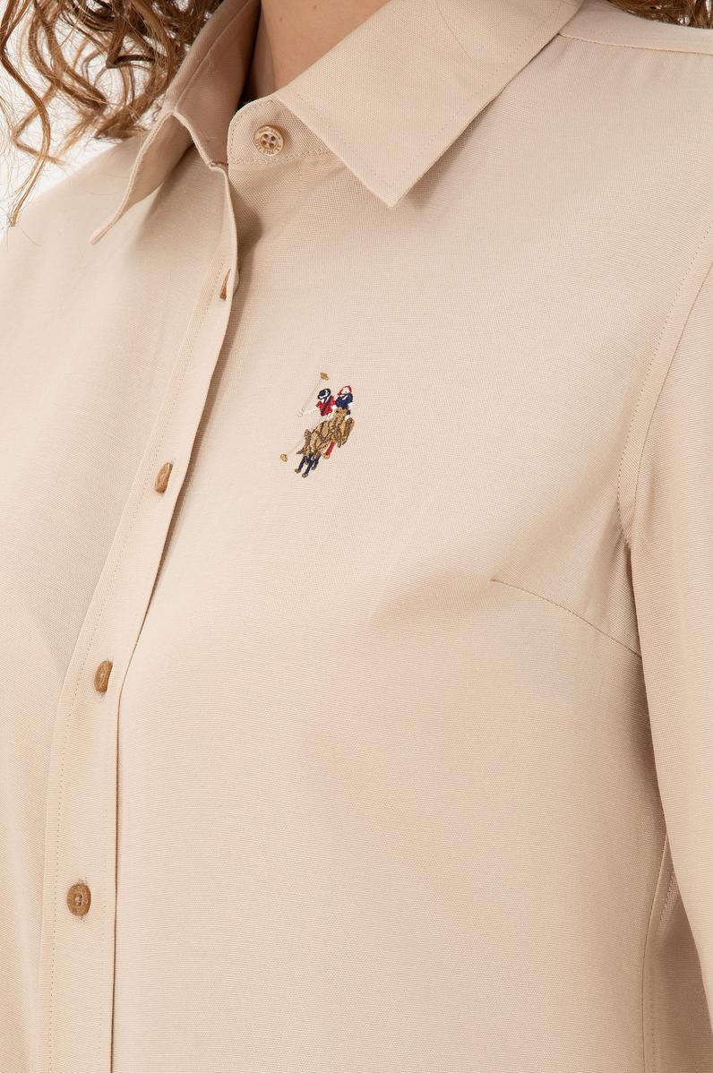 Kadın Kum Uzun Kollu Basic Gömlek