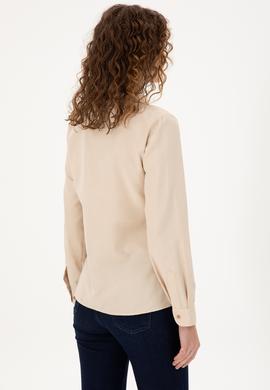 Kadın Kum Uzun Kollu Basic Gömlek - 50295704058