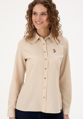 Kadın Kum Uzun Kollu Basic Gömlek - 50295704058