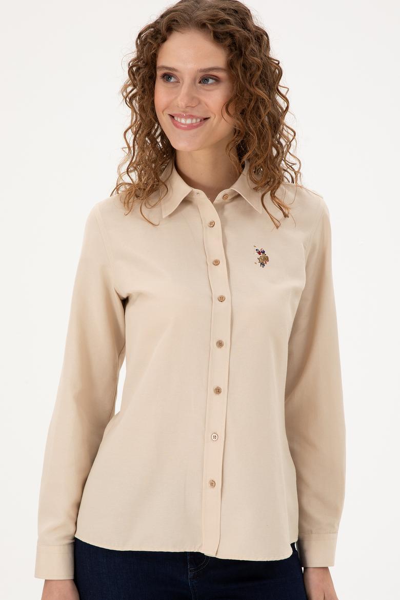 Kadın Kum Uzun Kollu Basic Gömlek - 50295704058
