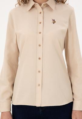 Kadın Kum Uzun Kollu Basic Gömlek - 50295704058
