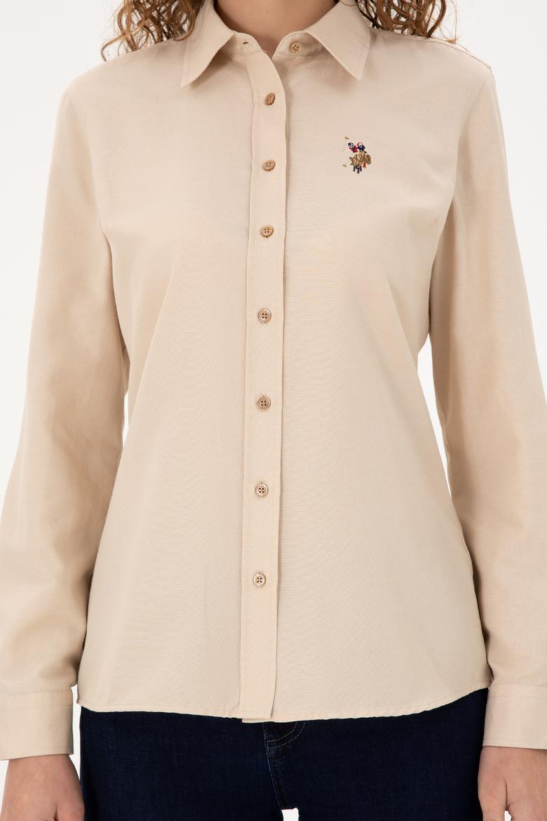 Kadın Kum Uzun Kollu Basic Gömlek - 50295704058