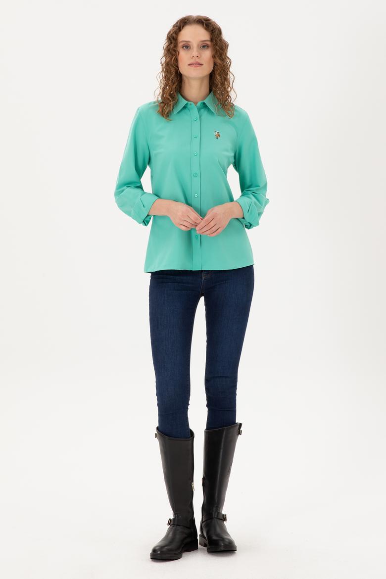 Kadın Mint Uzun Kollu Basic Gömlek - 50295704066