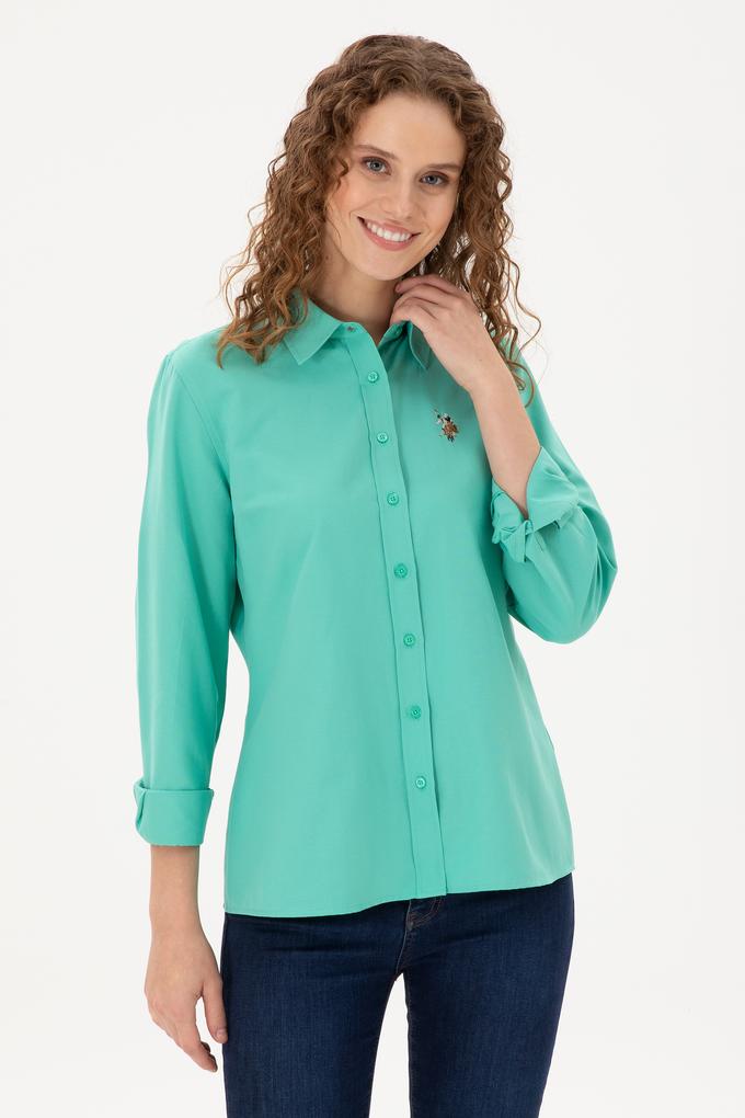 Kadın Mint Uzun Kollu Basic Gömlek
