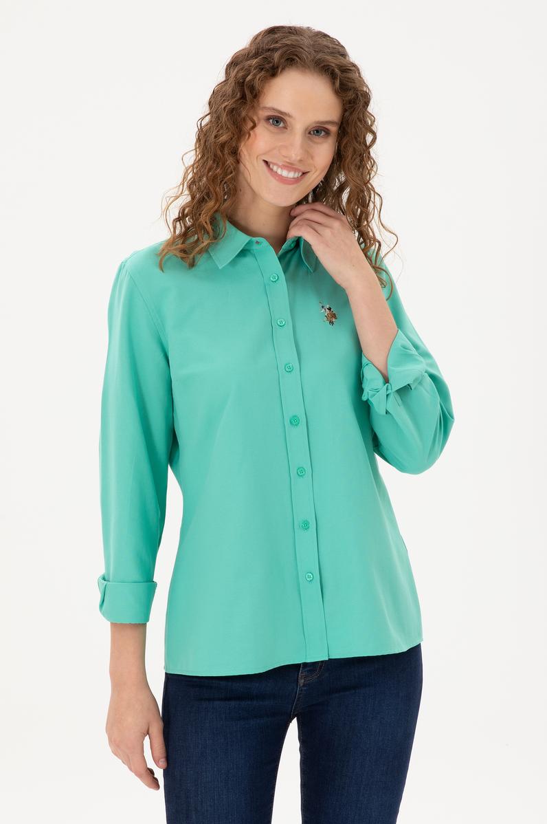 Kadın Mint Uzun Kollu Basic Gömlek
