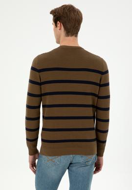 Erkek Slim Fit Bisiklet Yaka Haki Kazak - 50292850006