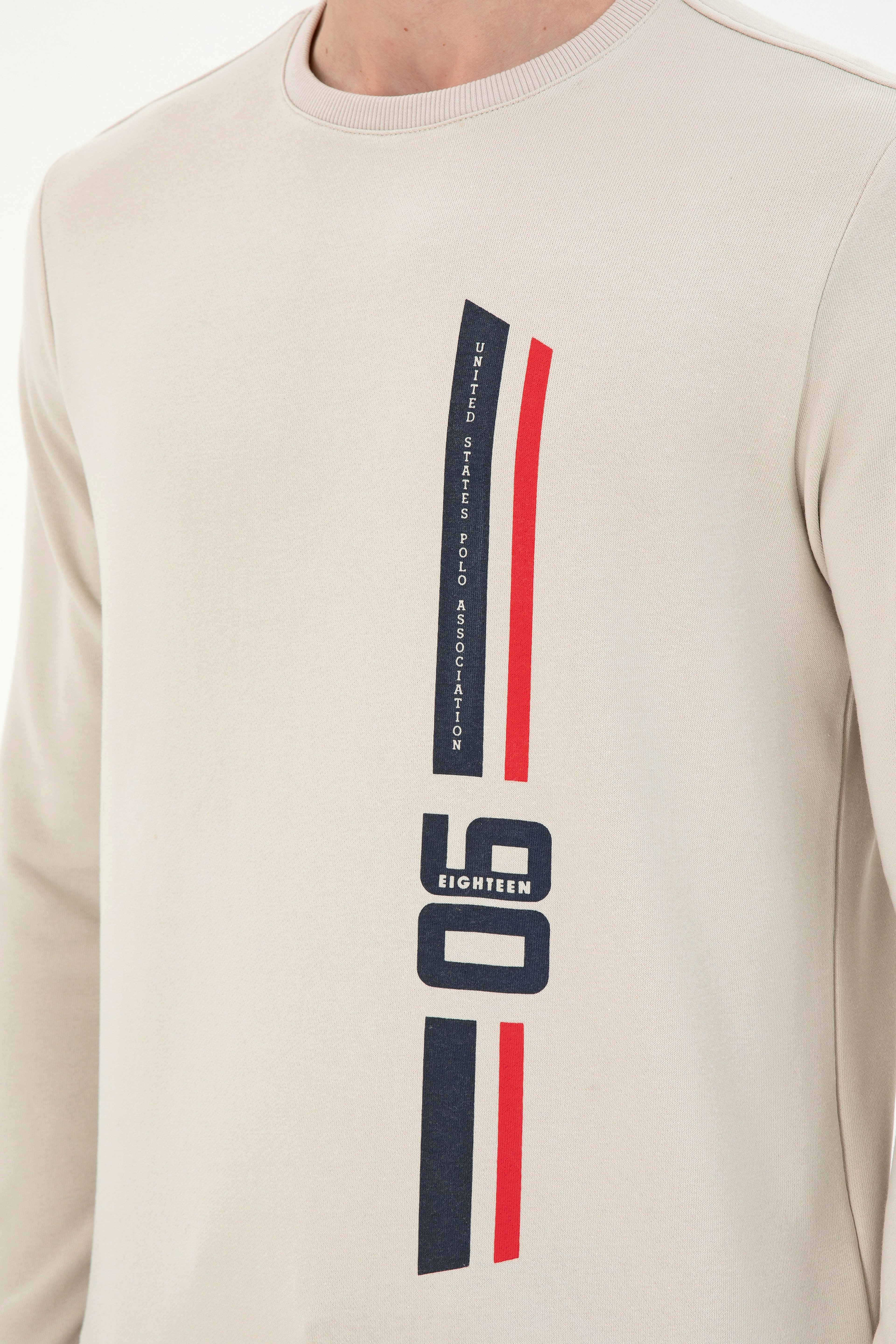 Erkek Regular Fit Bisiklet Yaka Taş Sweatshirt