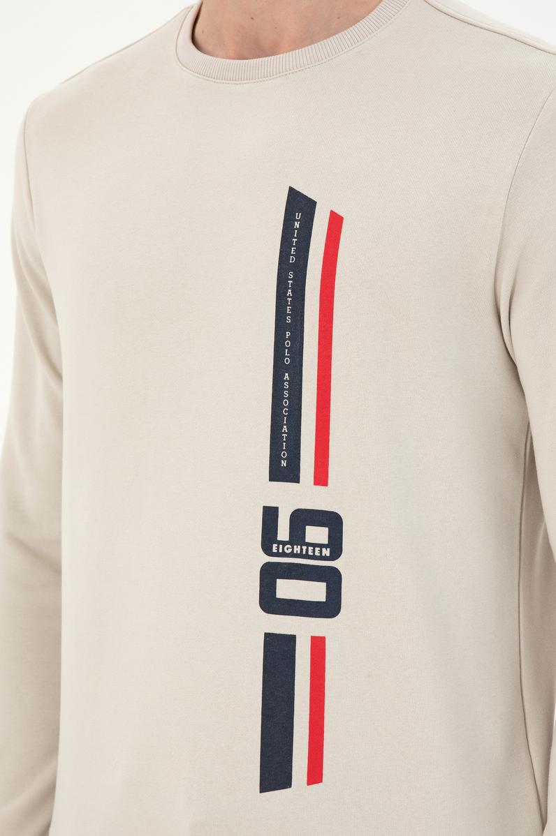 Erkek Regular Fit Bisiklet Yaka Taş Sweatshirt