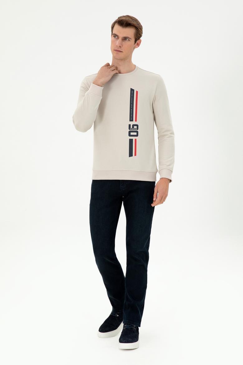 Erkek Regular Fit Bisiklet Yaka Taş Sweatshirt - 50293441017