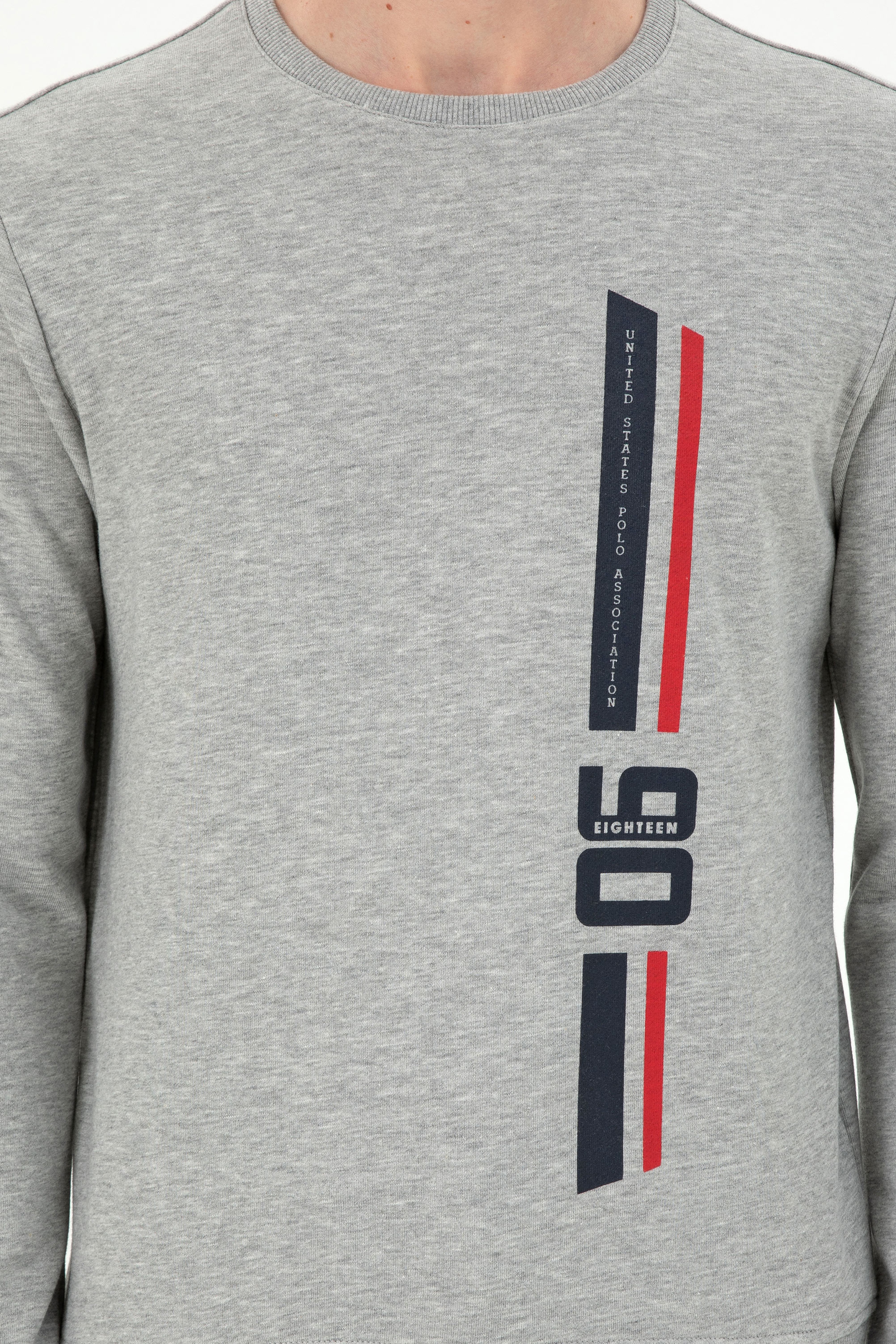 Erkek Regular Fit Bisiklet Yaka Gri Melanj Sweatshirt