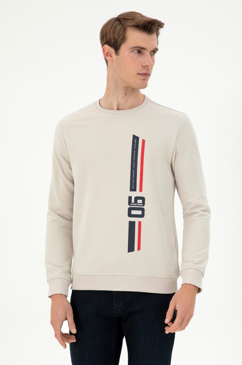 Erkek Regular Fit Bisiklet Yaka Taş Sweatshirt