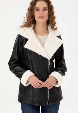 Kadın Siyah Deri Ceket - 50297225005