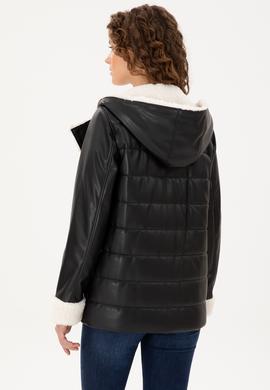 Kadın Siyah Deri Ceket - 50297225005