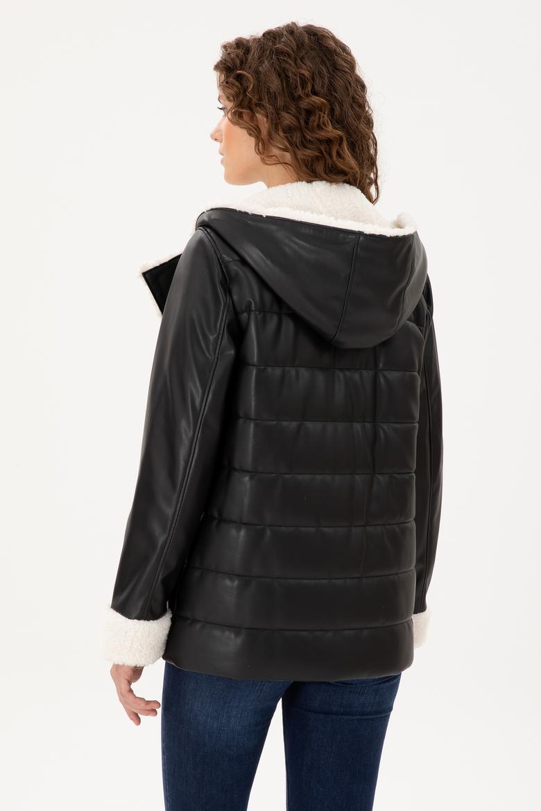 Kadın Siyah Deri Ceket - 50297225005