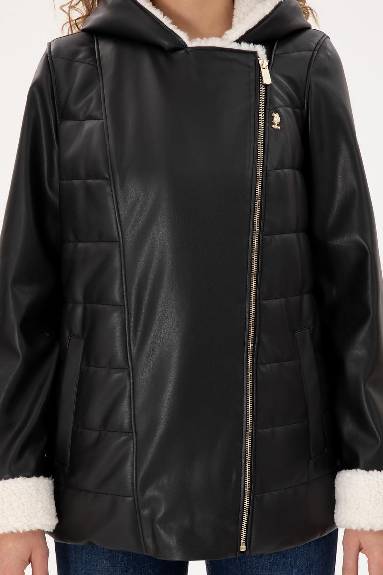 Kadın Siyah Deri Ceket - 50297225005