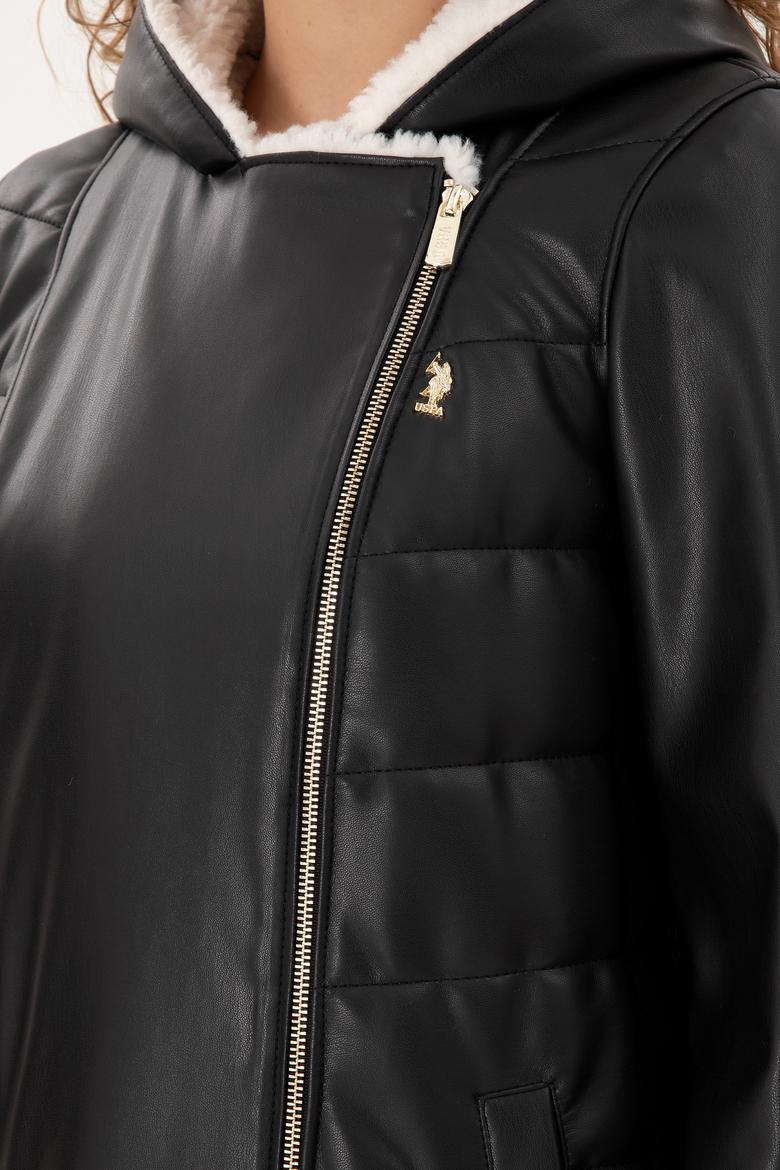 Kadın Siyah Deri Ceket - 50297225005