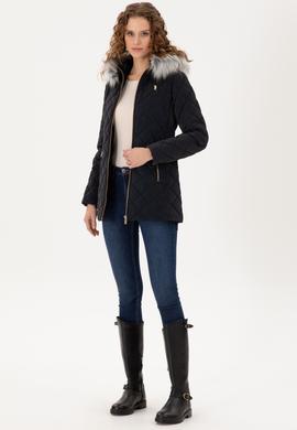 Kadın Lacivert Deri Mont - 50297230013