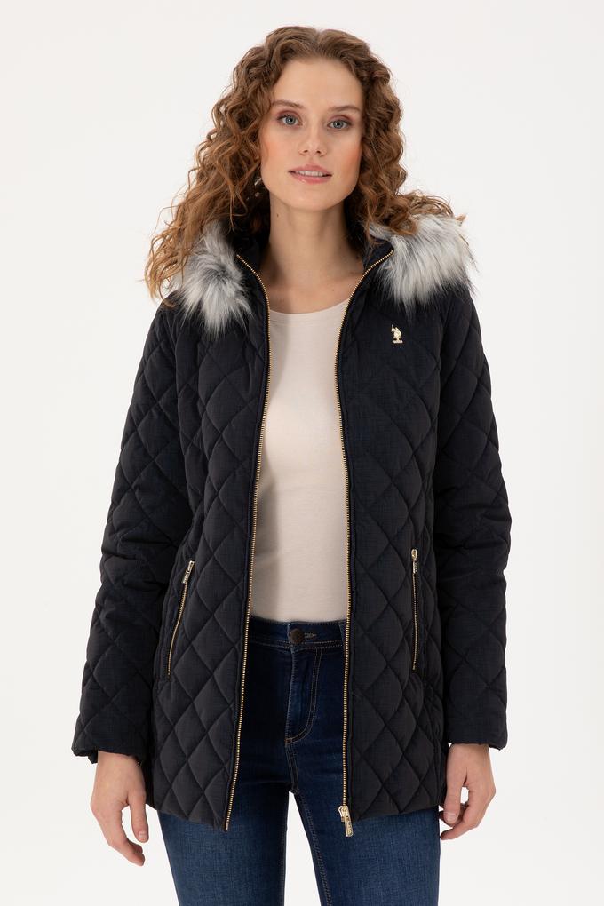 Kadın Lacivert Deri Mont