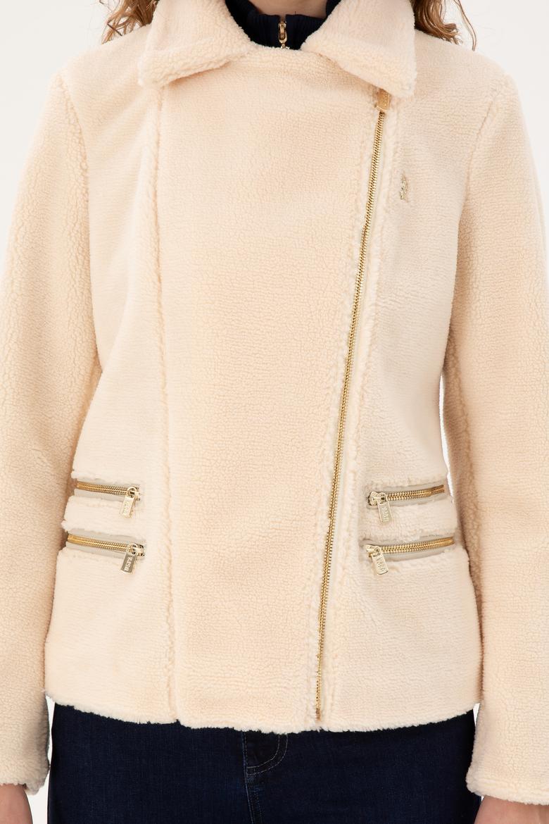 Kadın Ekru Deri Ceket - 50297227006