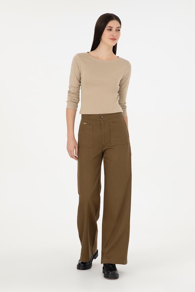 Kadın Haki Kanvas Pantolon