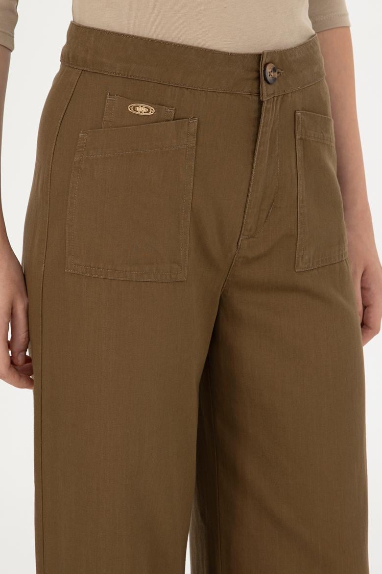 Kadın Haki Kanvas Pantolon - 50290893004