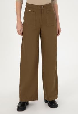 Kadın Haki Kanvas Pantolon - 50290893004