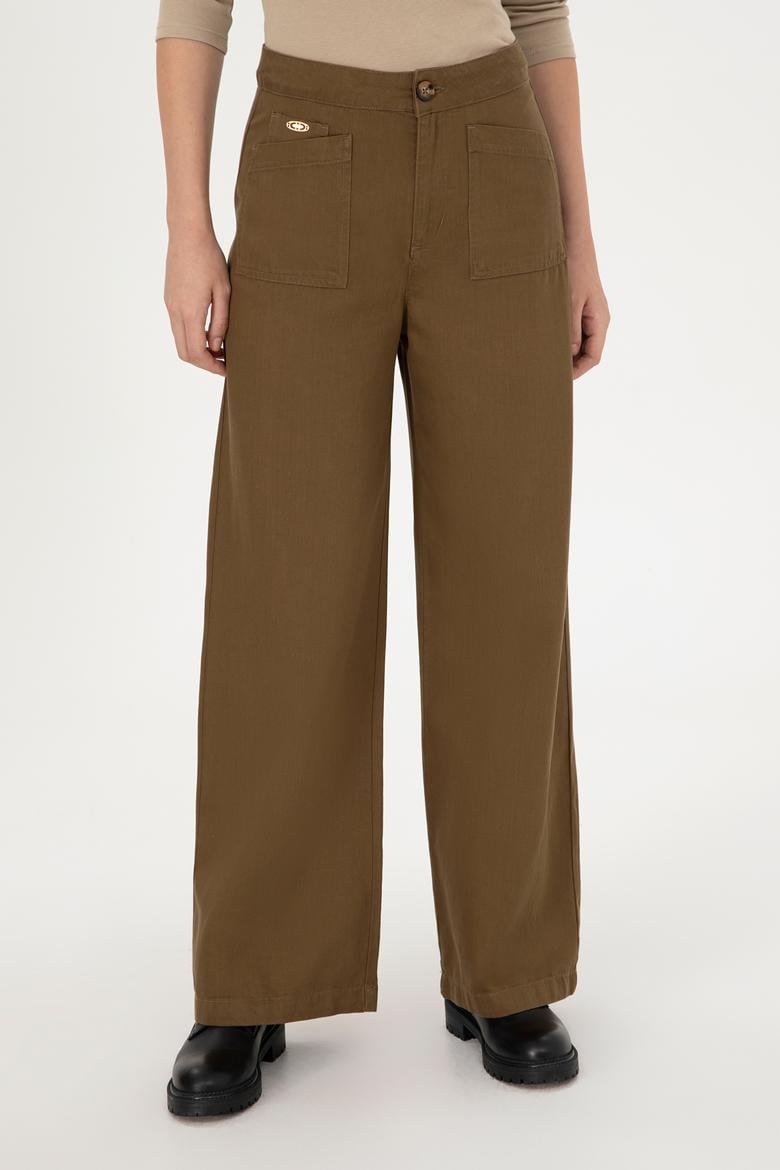 Kadın Haki Kanvas Pantolon - 50290893004